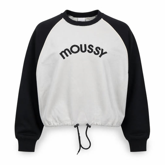 Moussy Women Black White One Size Logo Embroidered Drawstring Sweatshirt