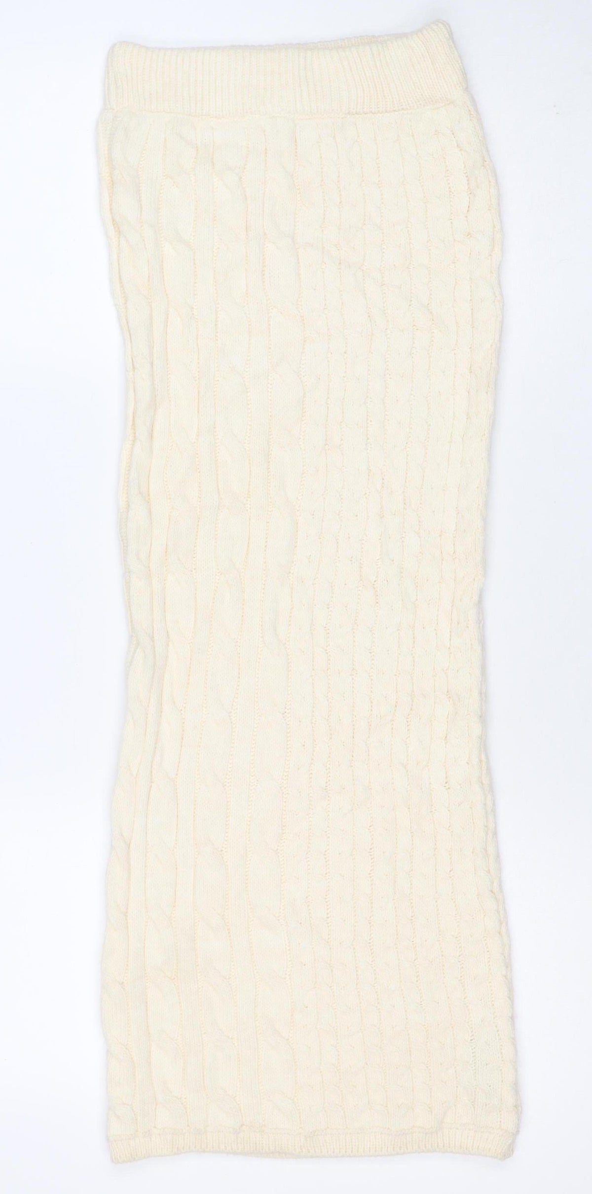 Marks and Spencer Women Ivory XS Cable Knit Long Pencil Skirt