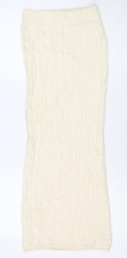 Marks and Spencer Women Ivory XS Cable Knit Long Pencil Skirt