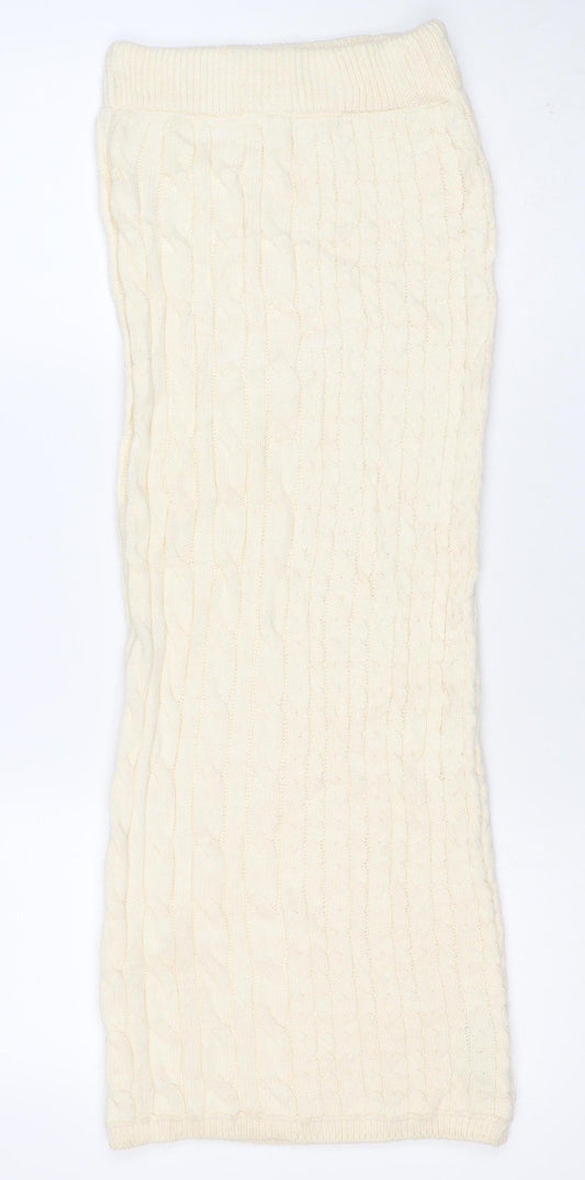 Marks and Spencer Women Ivory XS Cable Knit Long Pencil Skirt
