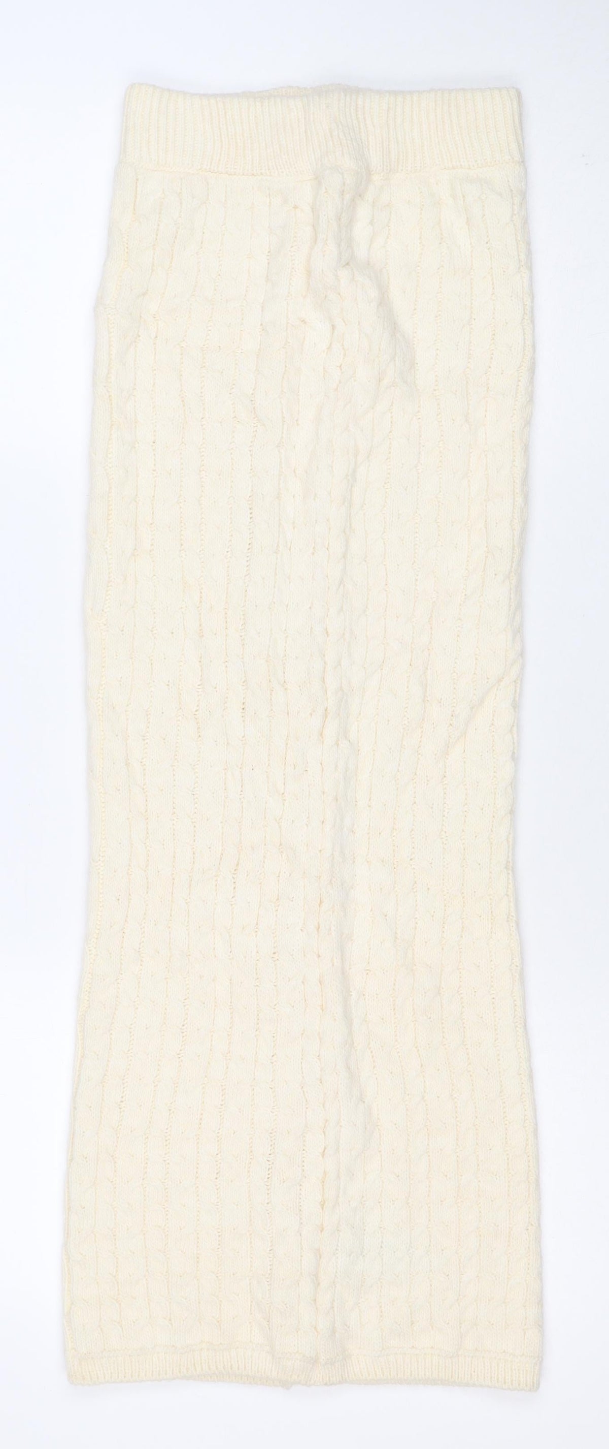 Marks and Spencer Women Ivory XS Cable Knit Long Pencil Skirt