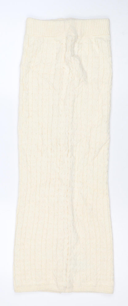Marks and Spencer Women Ivory XS Cable Knit Long Pencil Skirt