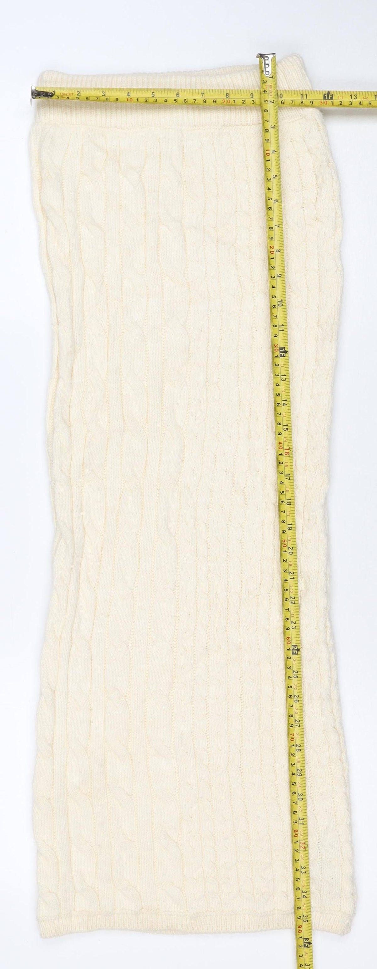 Marks and Spencer Women Ivory XS Cable Knit Long Pencil Skirt