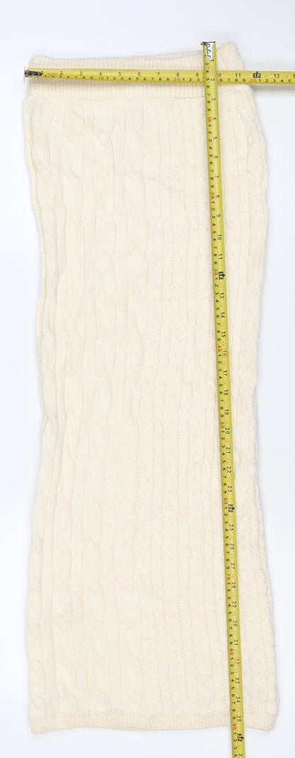 Marks and Spencer Women Ivory XS Cable Knit Long Pencil Skirt