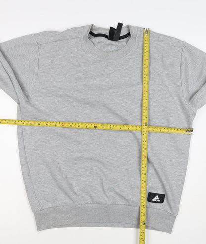 Adidas Men's Grey M Pullover Sweatshirt 3 Stripe Logo Crew Neck