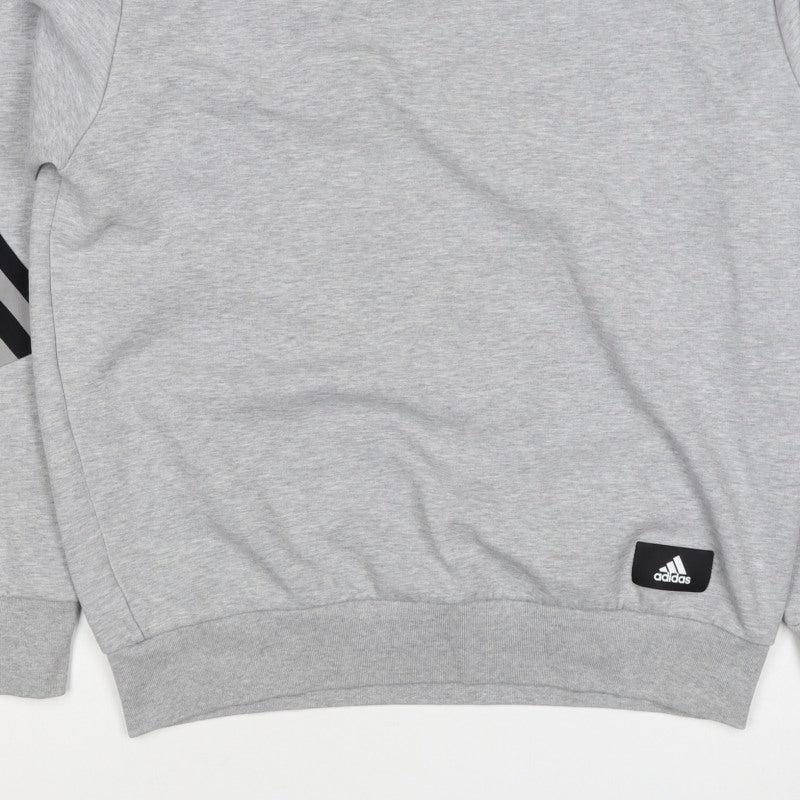 Adidas Men's Grey M Pullover Sweatshirt 3 Stripe Logo Crew Neck