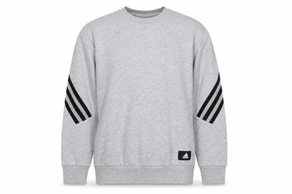 Adidas Men's Grey M Pullover Sweatshirt 3 Stripe Logo Crew Neck