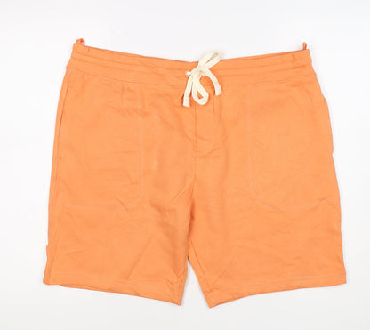 Marks and Spencer Men's Orange XL Sweat Shorts Drawstring Cotton Stretch