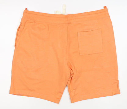 Marks and Spencer Men's Orange XL Sweat Shorts Drawstring Cotton Stretch