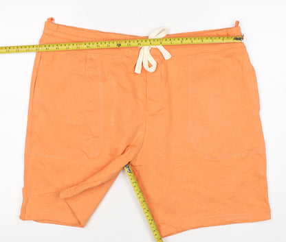 Marks and Spencer Men's Orange XL Sweat Shorts Drawstring Cotton Stretch