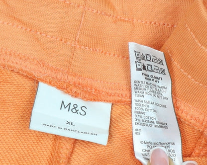 Marks and Spencer Men's Orange XL Sweat Shorts Drawstring Cotton Stretch