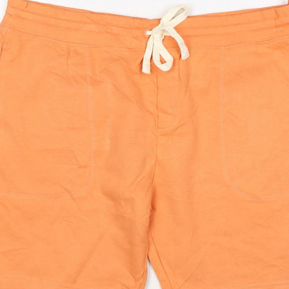 Marks and Spencer Men's Orange XL Sweat Shorts Drawstring Cotton Stretch