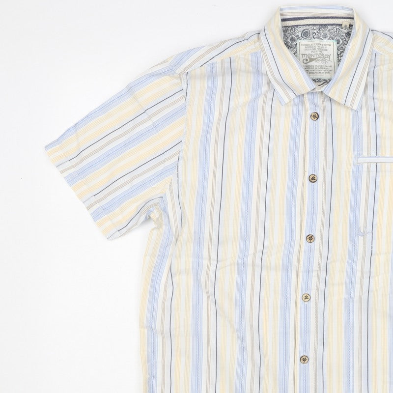 Mantaray Men Multicoloured S Organic Cotton Striped Short Sleeve Shirt