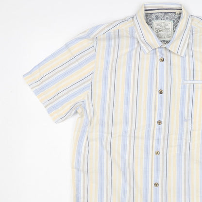 Mantaray Men Multicoloured S Organic Cotton Striped Short Sleeve Shirt