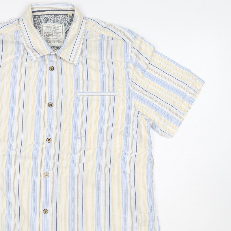 Mantaray Men Multicoloured S Organic Cotton Striped Short Sleeve Shirt