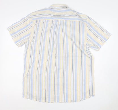 Mantaray Men Multicoloured S Organic Cotton Striped Short Sleeve Shirt
