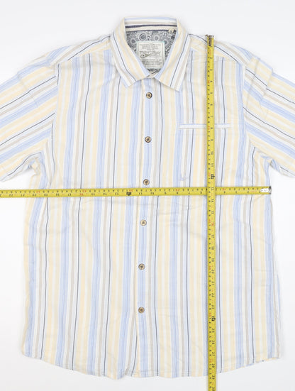 Mantaray Men Multicoloured S Organic Cotton Striped Short Sleeve Shirt