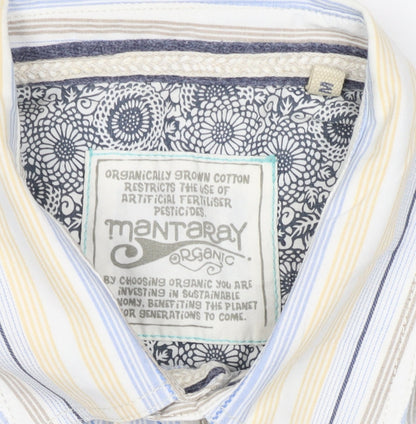 Mantaray Men Multicoloured S Organic Cotton Striped Short Sleeve Shirt