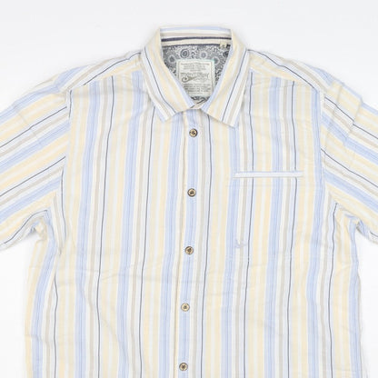 Mantaray Men Multicoloured S Organic Cotton Striped Short Sleeve Shirt