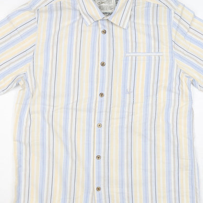 Mantaray Men Multicoloured S Organic Cotton Striped Short Sleeve Shirt