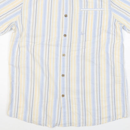 Mantaray Men Multicoloured S Organic Cotton Striped Short Sleeve Shirt