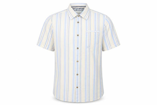Mantaray Men Multicoloured S Organic Cotton Striped Short Sleeve Shirt