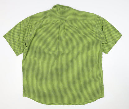 Marks and Spencer Men Green Check XL Short Sleeve Button-Up Shirt