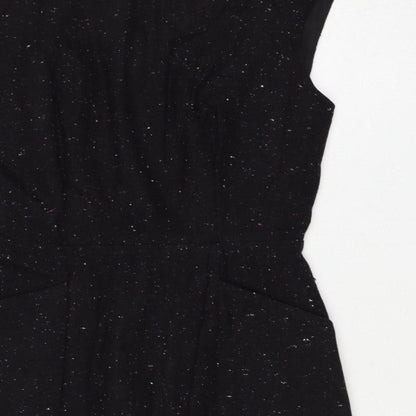 Oliver Bonas Women Black UK 10 Pencil Dress Wool Blend Glitter