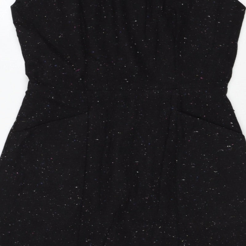 Oliver Bonas Women Black UK 10 Pencil Dress Wool Blend Glitter