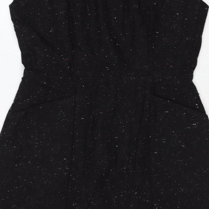 Oliver Bonas Women Black UK 10 Pencil Dress Wool Blend Glitter