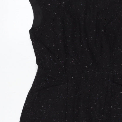 Oliver Bonas Women Black UK 10 Pencil Dress Wool Blend Glitter