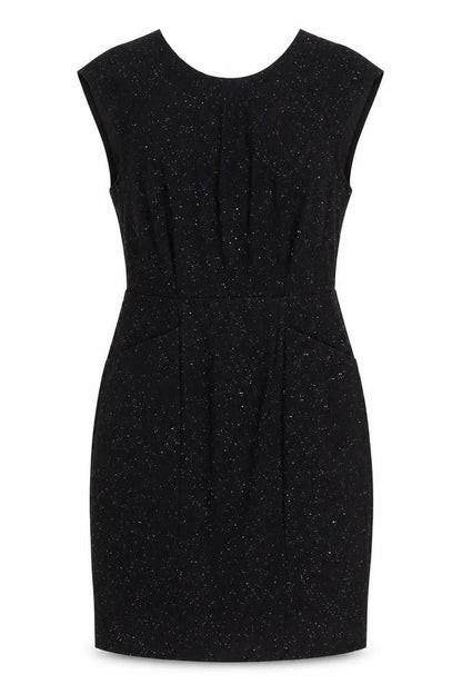 Oliver Bonas Women Black UK 10 Pencil Dress Wool Blend Glitter