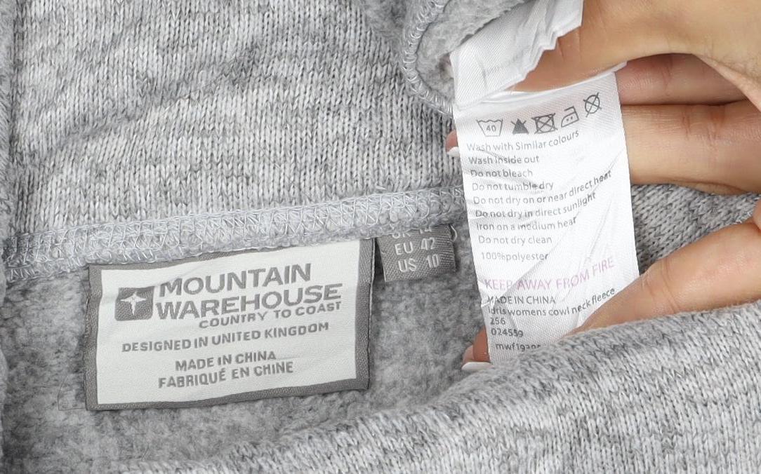 Mountain Warehouse Women Grey UK 14 Pullover Cowl Neck Hoodie
