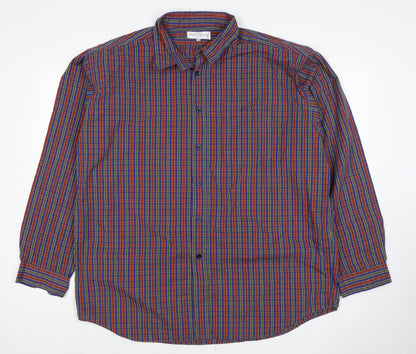 Marks & Spencer Men Multicoloured XL Plaid Cotton Button-Down Shirt