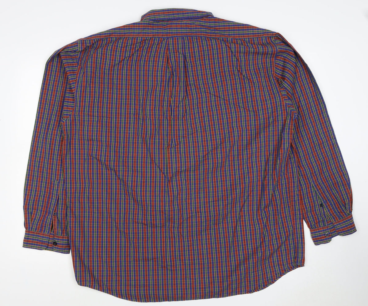 Marks & Spencer Men Multicoloured XL Plaid Cotton Button-Down Shirt