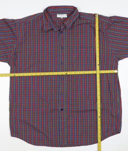 Marks & Spencer Men Multicoloured XL Plaid Cotton Button-Down Shirt