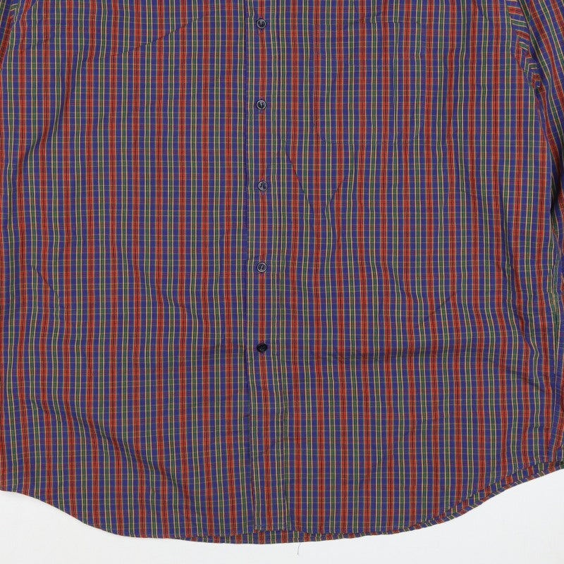 Marks & Spencer Men Multicoloured XL Plaid Cotton Button-Down Shirt