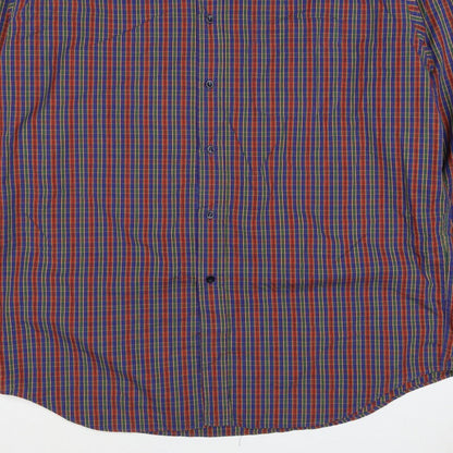 Marks & Spencer Men Multicoloured XL Plaid Cotton Button-Down Shirt