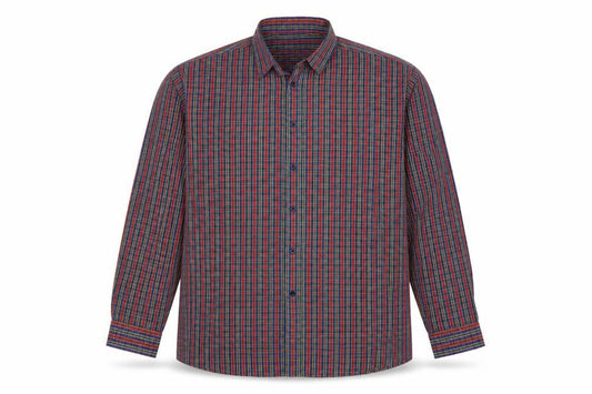 Front view of Marks & Spencer Men Multicoloured XL Plaid Cotton Button-Down Shirt