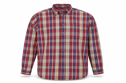 Front view of Marks & Spencer Men’s XL Multicolour Plaid Cotton Button Down Shirt