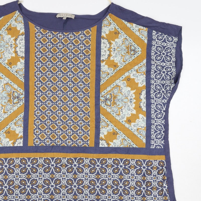 Nutmeg Women Multicoloured Geometric Tunic Top UK 22 Short Sleeve