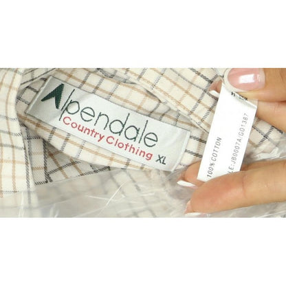 Alpendale Men’s XL White Check Cotton Country Shirt Long Sleeve