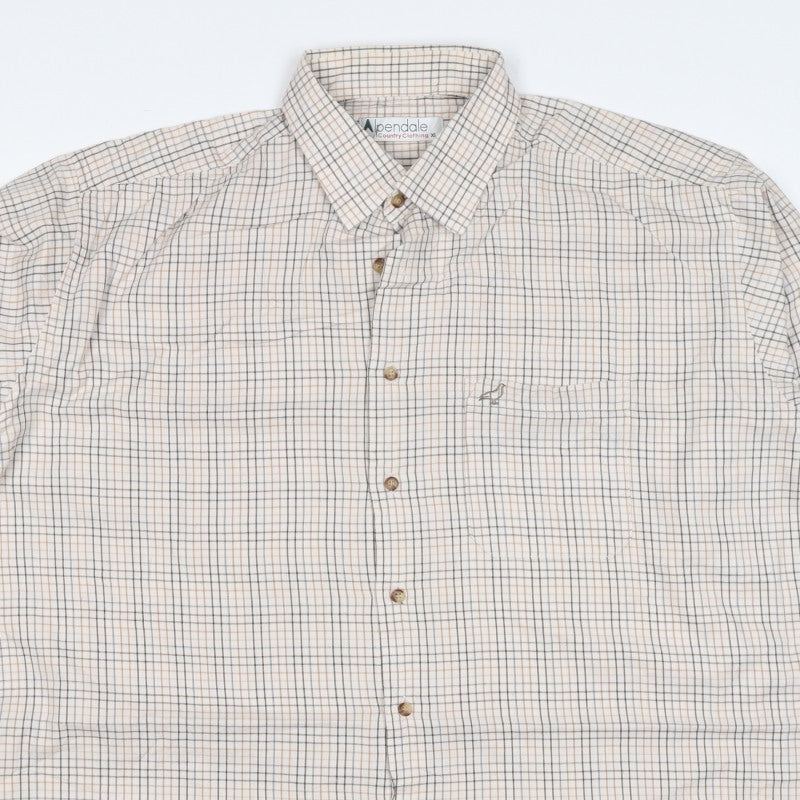 Alpendale Men’s XL White Check Cotton Country Shirt Long Sleeve