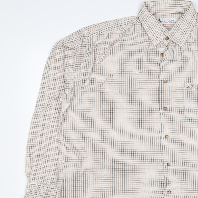 Alpendale Men’s XL White Check Cotton Country Shirt Long Sleeve