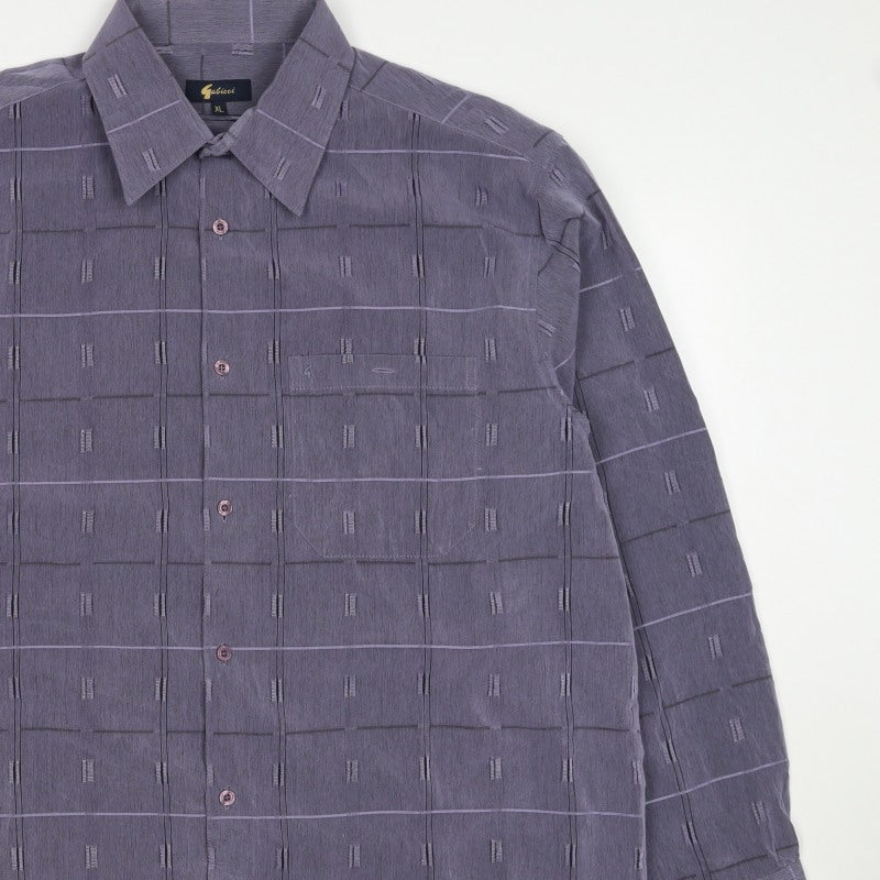 Gabicci Men’s Grey XL Geometric Check Long Sleeve Button-Up Shirt