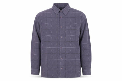 Gabicci Men’s Grey XL Geometric Check Long Sleeve Button-Up Shirt