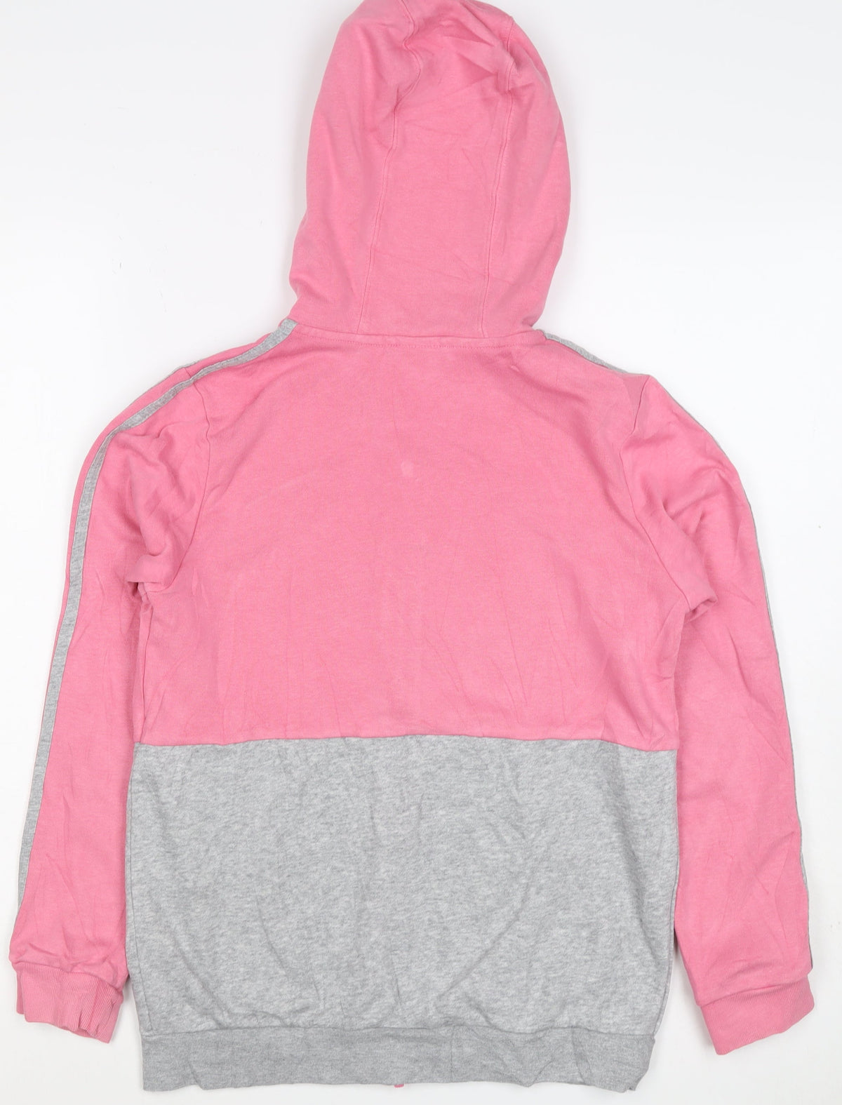 adidas Girls Pink Grey 11-12 Years Full Zip Colourblock Hoodie