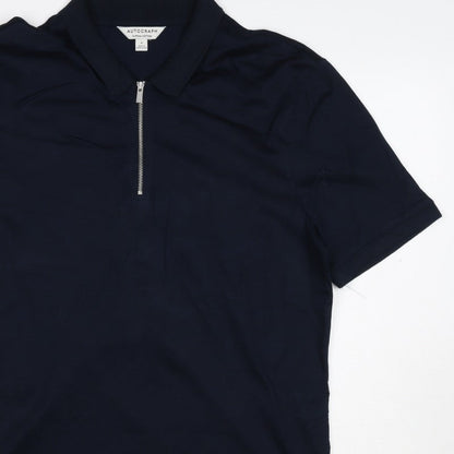 Autograph Men’s Blue M Supima Cotton 1/4 Zip Short Sleeve Polo