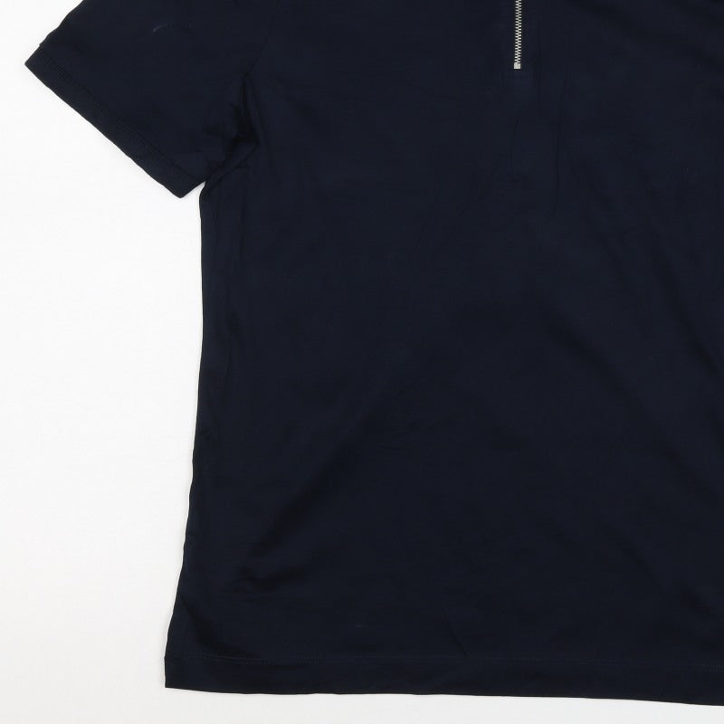 Autograph Men’s Blue M Supima Cotton 1/4 Zip Short Sleeve Polo