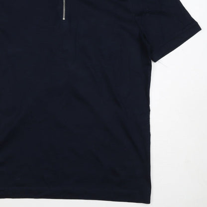 Autograph Men’s Blue M Supima Cotton 1/4 Zip Short Sleeve Polo